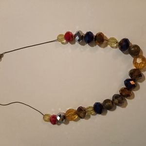 Orange blue gold yellow beaded necklace